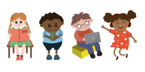 Children with social media elements