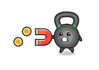the character of kettleball hold a magnet to catch the gold coins