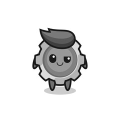gear cartoon with an arrogant expression
