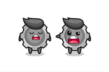 illustration of the argue between two cute gear characters