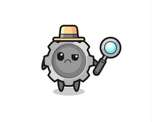 the mascot of cute gear as a detective