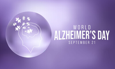 Fototapeta na wymiar World Alzheimer's day is observed every year on September 21, it is a progressive disease, where dementia symptoms gradually worsen over a number of years. In its early stages, memory loss is mild.