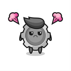 annoyed expression of the cute gear cartoon character