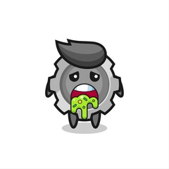 the cute gear character with puke