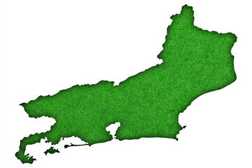Karte von Rio de Janeiro auf grünem Filz