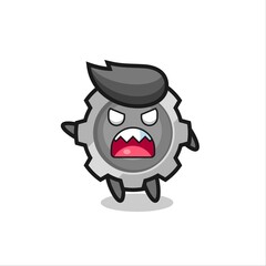 cute gear cartoon in a very angry pose
