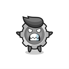 wrathful expression of the gear mascot character