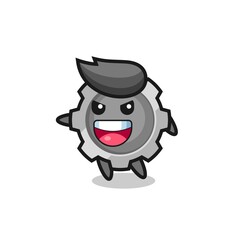 gear cartoon with very excited pose