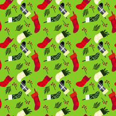 Christmas Seamless Pattern with Stocking