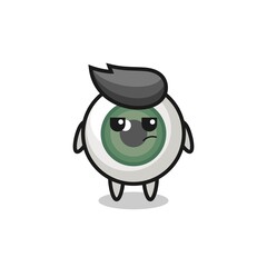 cute eyeball character with suspicious expression
