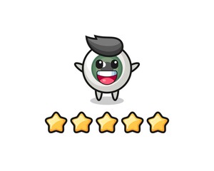the illustration of customer best rating, eyeball cute character with 5 stars