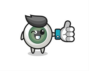 cute eyeball with social media thumbs up symbol
