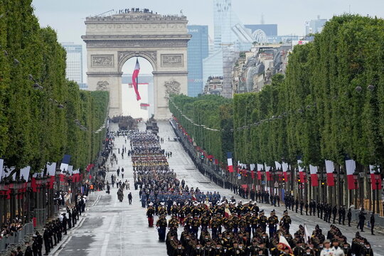 Bastille Day military parade on the Champs-Elysees avenue in Paris