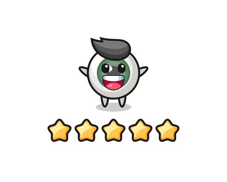 the illustration of customer best rating, eyeball cute character with 5 stars © heriyusuf
