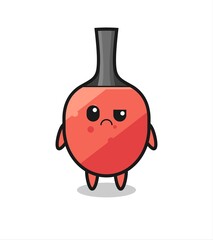 the mascot of the table tennis racket with sceptical face