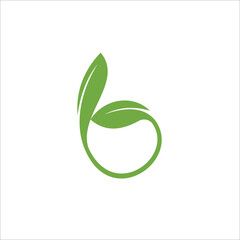 Letter B logo with green leaves.