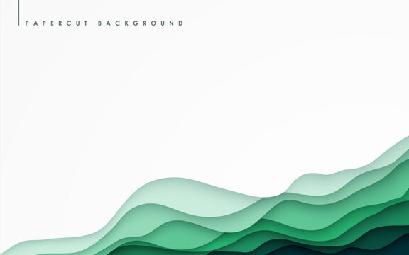 Abstract green wavy overlap layers background