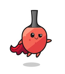 cute table tennis racket superhero character is flying