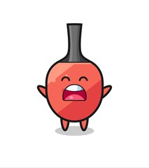 cute table tennis racket mascot with a yawn expression
