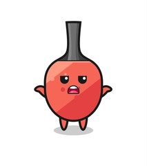 table tennis racket mascot character saying I do not know