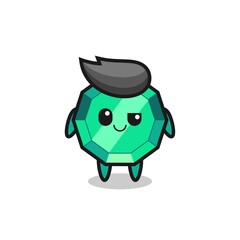 emerald gemstone cartoon with an arrogant expression