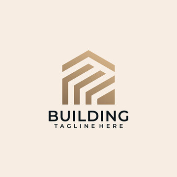 Monogram building architecture construction logo for residential, finance, and building. Logo can be used for icon, brand, identity, property, real estate, realty, and apartment
