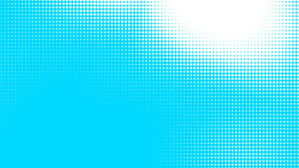 Fototapeta premium Dots halftone white blue color pattern gradient texture with technology digital background. Dots pop art comics with summer background.