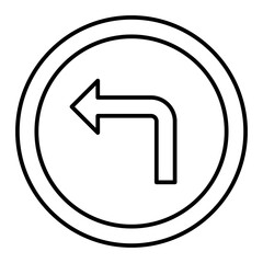 Vector Left Turn Outline Icon Design