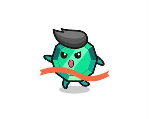 cute emerald gemstone illustration is reaching the finish