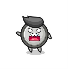 cute button cell cartoon in a very angry pose