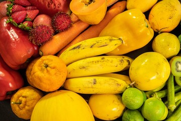 vegetables, fruits and colors