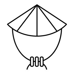 Vector Bamboo Hat Outline Icon Design