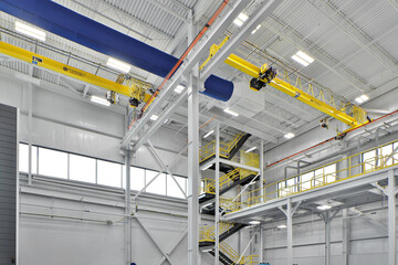View of large industrial factory storage warehouse building interior