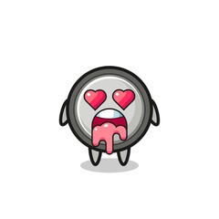 the falling in love expression of a cute button cell with heart shaped eyes