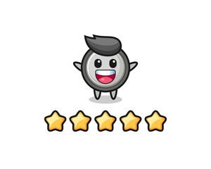 the illustration of customer best rating, button cell cute character with 5 stars