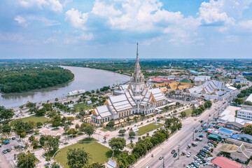 Naklejka premium Wat Sothon Wararam Worawihan in Chachoengsao, Thailand