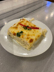 Oven Baked Pasta Noodle with Bechamel Cheese Sauce.