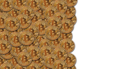 Bitcoin golden cryptocurrency coin background. 3D Rendering