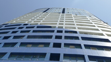 Krasnodar, Russia, 07/14/2021, High-rise office building on the Kuban river embankment