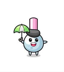 cute cotton bud illustration holding an umbrella
