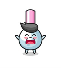cute cotton bud mascot with a yawn expression