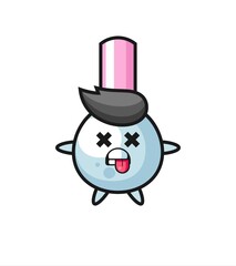 character of the cute cotton bud with dead pose