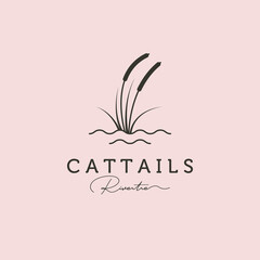 reed or cattail minimal logo vector illustration design with water symbol