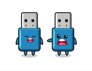 illustration of the argue between two cute flash drive usb characters
