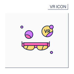 Augmented reality glasses color icon. Add extra information, ideally 3D images and information, animations and videos. Modern technology concept. Isolated vector illustration - obrazy, fototapety, plakaty