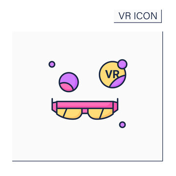 Augmented reality glasses color icon. Add extra information, ideally 3D images and information, animations and videos. Modern technology concept. Isolated vector illustration