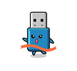cute flash drive usb illustration is reaching the finish