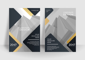 Fototapeta premium Modern cover design set. Luxury creative line pattern in premium colors: black, gold and white. Formal vector for notebook cover, business poster, brochure template, magazine layout, corporate report