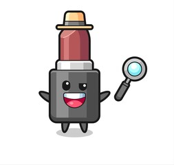 illustration of the lipstick mascot as a detective who manages to solve a case