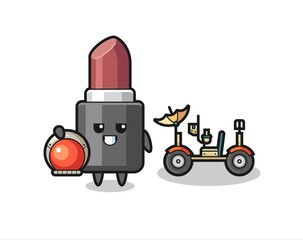 the cute lipstick as astronaut with a lunar rover
